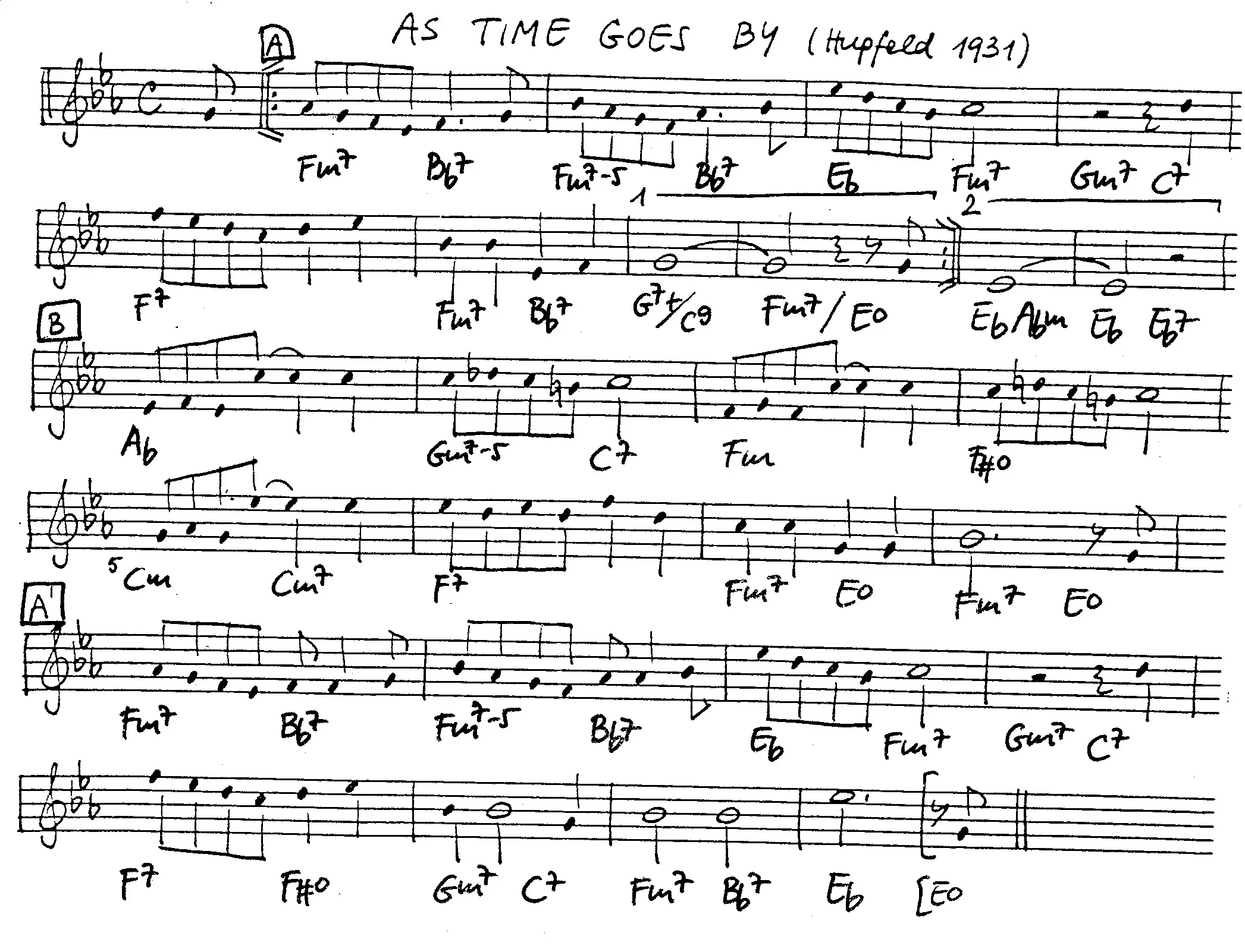 as time goes by free jazz leadsheet - Courtesy of the Jungle Jazz Band